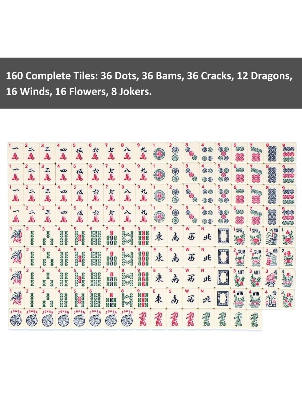 American Mahjong Tile Set with Pink and White Tiles And Blue Mat Set - Picture 6 of 16